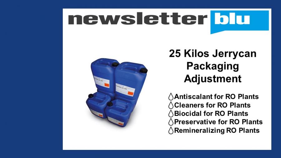 Variazione Taniche da 25 kg a 20 kg - Prodotto Chimico